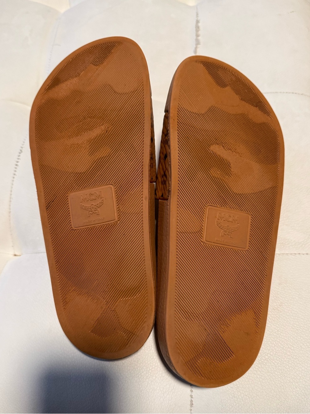 MCM Cognac Monogram Slide Sandals size 8 - Picture 6 of 7